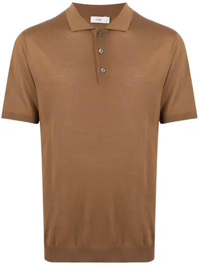 Closed Short-sleeved Wool Polo Shirt In Brown