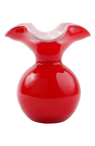 Vietri Hibiscus Glass Red Small Fluted Vase