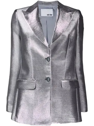 Each X Other Metallic Shimmering Blazer In Silver