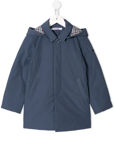 Familiar Kids' Checked Lining Rain Coat In Blue