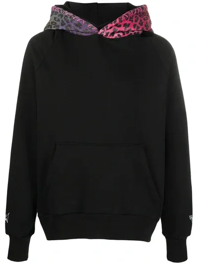 Mjb Marc Jacques Burton Leopard Print Logo Hoodie In Black