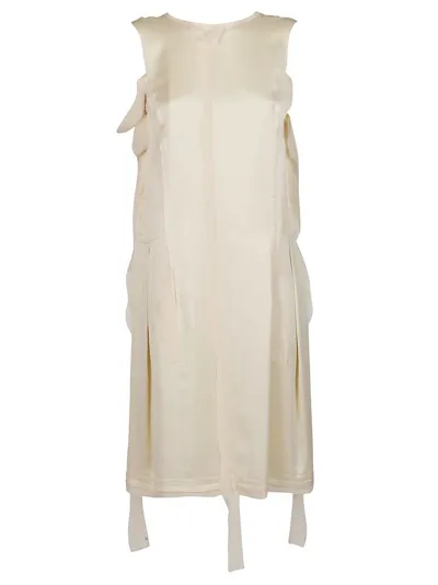 Maison Margiela Distressed Panel Midi Dress In Neutrals