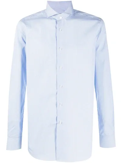 Xacus Spread-collar Cotton Shirt In Blue