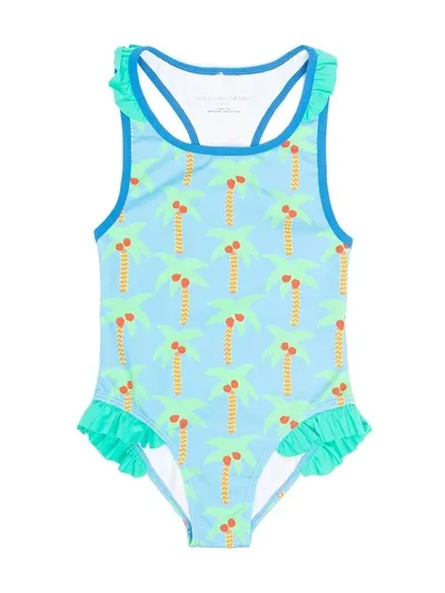 Stella Mccartney Kids' Palm Tree-print Swimsuit In Green