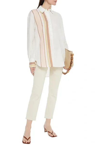 Victoria Victoria Beckham Striped Cotton-poplin Shirt In White