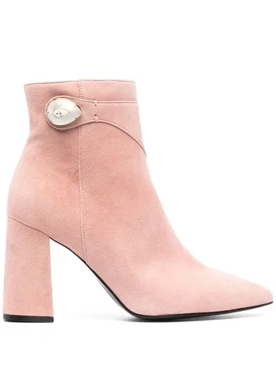 Suecomma Bonnie Gemstone Button Ankle Boots In Pink