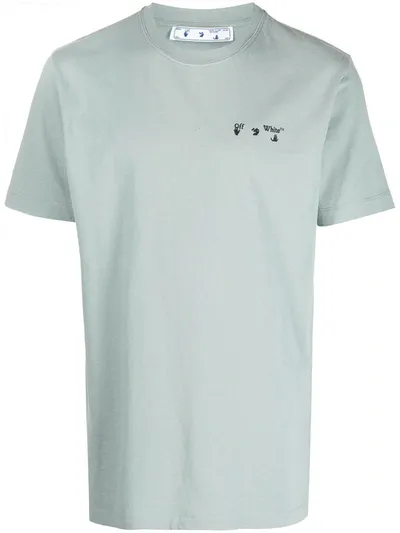 Off-white Embroidered Logo T-shirt In Green