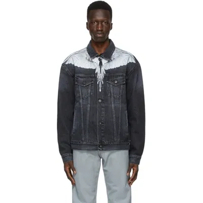 Marcelo Burlon County Of Milan Black & White Denim Wings Jacket