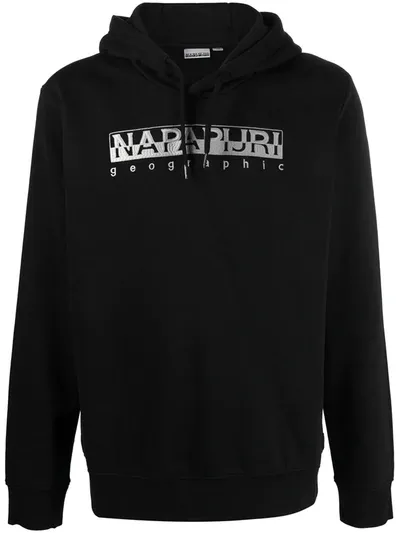 Napapijri Logo-embroidered Hooded Sweatshirt In Black