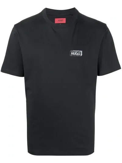 Hugo Graphic-print Cotton T-shirt In Black