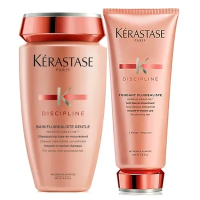 Kerastase Conditioner Discipline Bain Fluidealiste Gentle (250ml) And Fondant Fluidealiste (200ml) In White