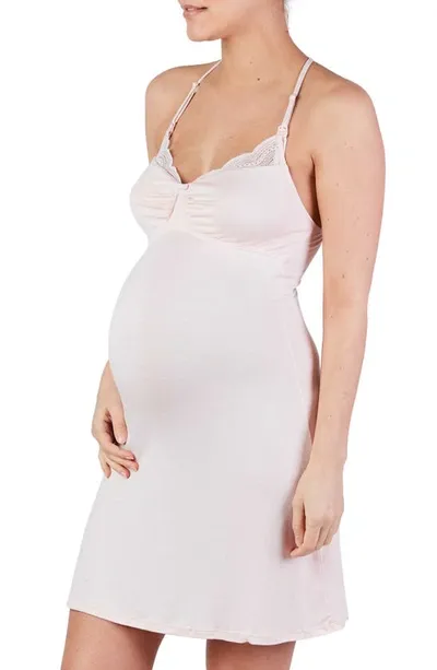 Cache Coeur Serenity Lace Maternity/nursing Nightgown In Petal