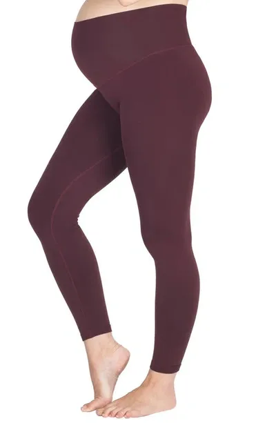 Modern Eternity Seamless Yoga Maternity Leggings In Burgundy