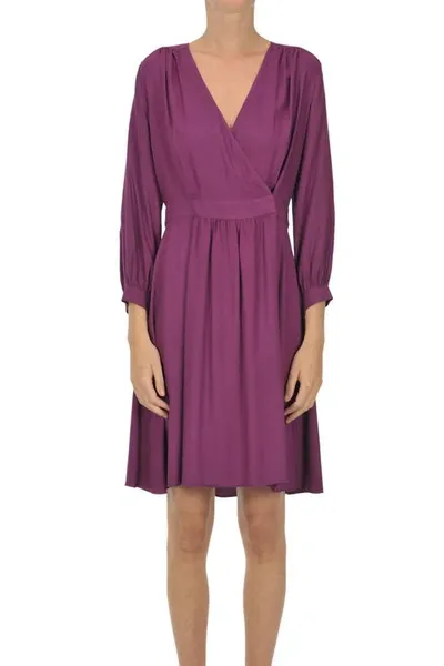 Pomandère Viscose Wrap Dress In Purple