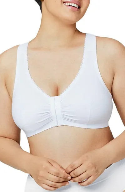 Glamorise Women's Full Figure Plus Size Complete Comfort Wirefree Cotton T-back Bra 1908 In White