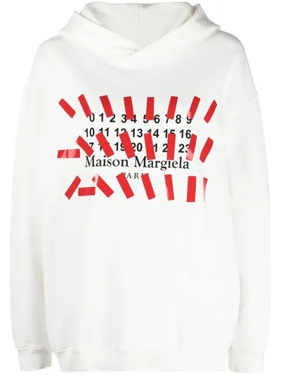 Maison Margiela Logo-print Oversized Hoodie In White