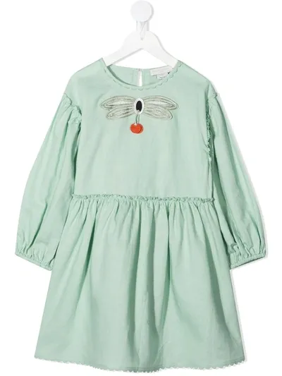 Stella Mccartney Kids' Linen & Organic Cotton Dress In Green