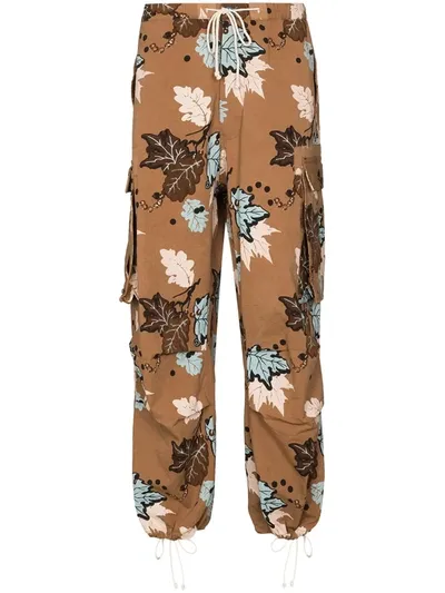 Story Mfg. Peace Printed Drawstring Trousers In Brown