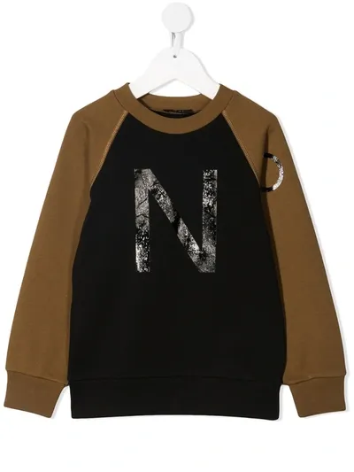 N°21 Kids' Metallic Logo Sweatshirt In Black