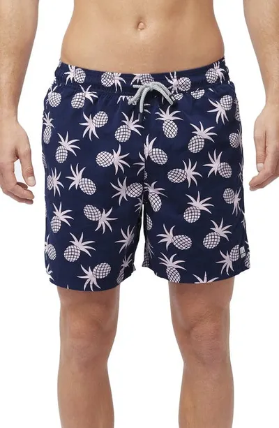 Tom & Teddy Men's Pineapple-print Swim Trunks In Blue