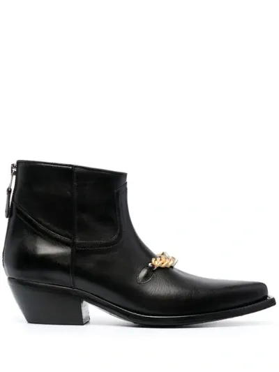 Ports 1961 R-13 Chain Embellished Cowboy Boots In Black