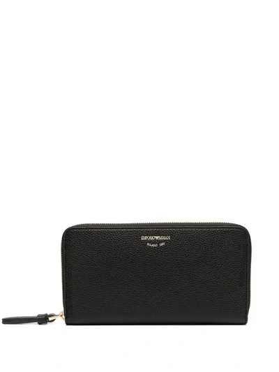 Emporio Armani Zipped Leather Purse In Black