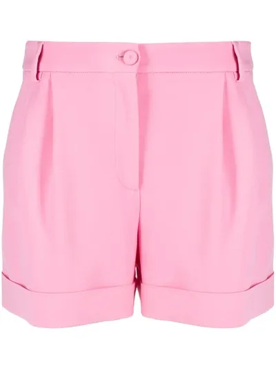 Moschino High-waisted Gathered-detail Shorts In Pink