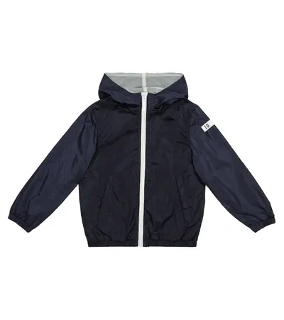 Il Gufo Kids' Zip-up Hooded Rain Jacket In Blue