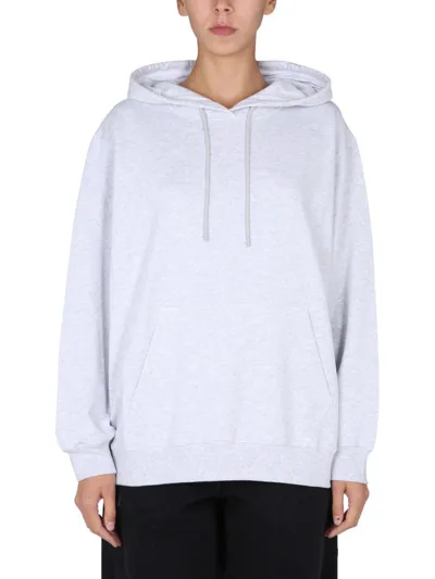 Msgm Metallic-logo Cotton Hoodie In White