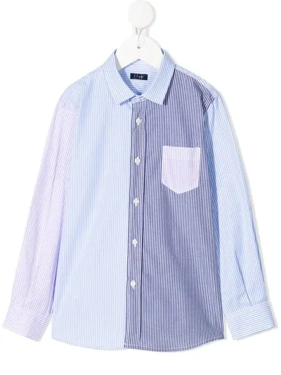 Il Gufo Kids' Stripe-print Contrast Shirt In Blue