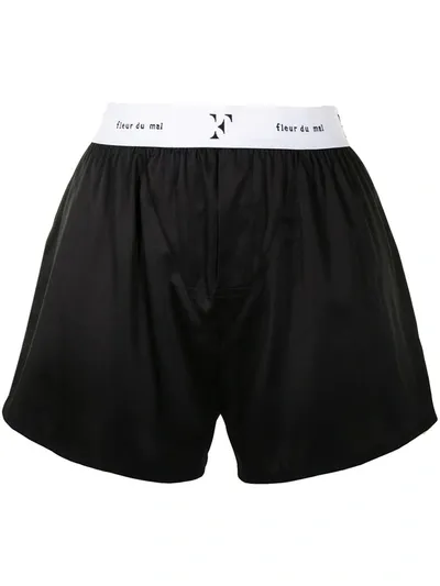 Fleur Du Mal Unisex Washable Silk Boxers In Black