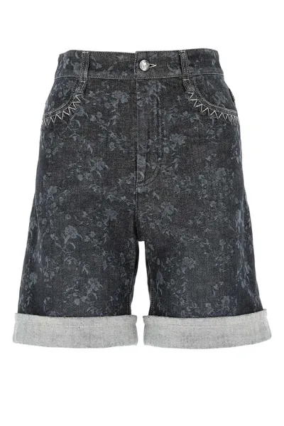 Chloé High-rise Denim Bermuda Shorts In Grey