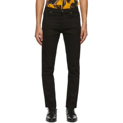 Hugo 708 Stretch Straight Slim Fit Jeans In Black