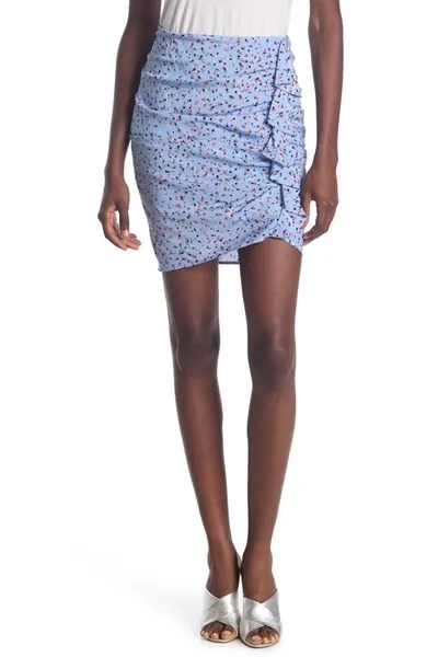 Veronica Beard Spencer Ruffled Floral-print Stretch-silk Mini Skirt In Blue Multi