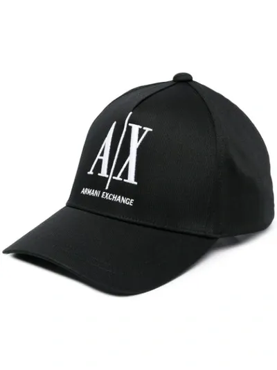 Armani Exchange Logo Embroidered Baseball Hat In Black