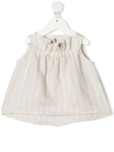 Il Gufo Kids' Pinstriped Top In Neutrals