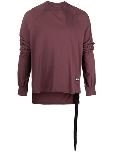 Rick Owens Drkshdw Logo-patch Asymmetric Sweatshirt In Red