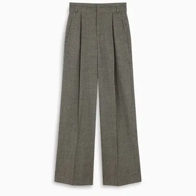 Chloé Grey Houndstooth Flared Trousers In Green