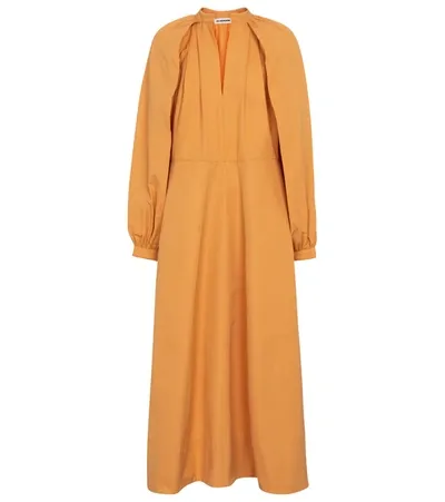 Jil Sander Cotton Poplin Midi Dress In Orange