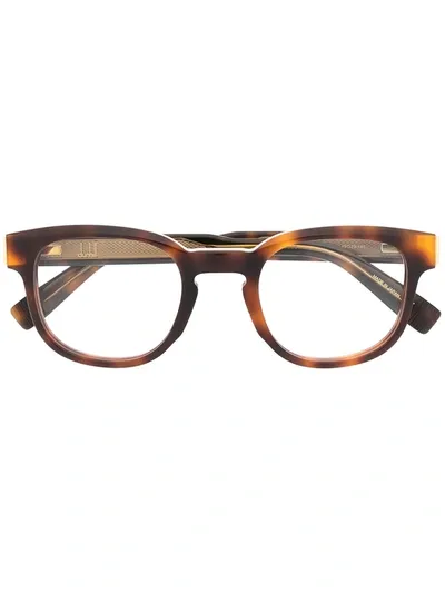 Dunhill Tortoiseshell Logo Plaque Glasses In Braun