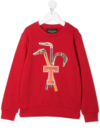 Trussardi Junior Teen Graphic Logo Print Sweatshirt In Red