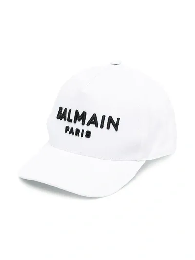 Balmain Kids' Logo Embroidered Baseball Cap In White