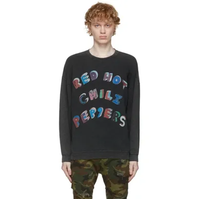 R13 Red Hot Chili Peppers Vintage Slogan Print Sweater In Agedblack