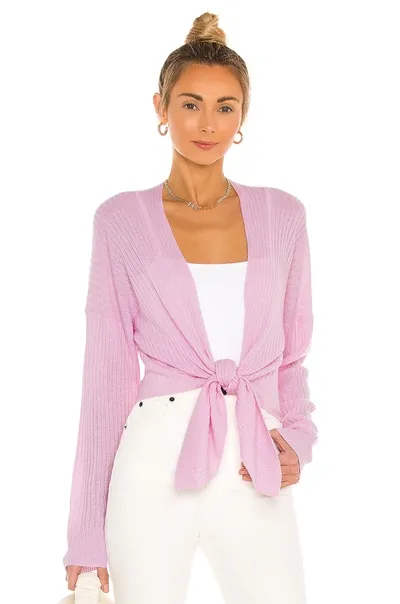 Autumn Cashmere X Revolve Tie Front Rib Cardigan In Peony