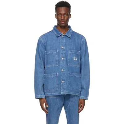 Stussy Stüssy Logo Embroidered Denim Jacket In Blue