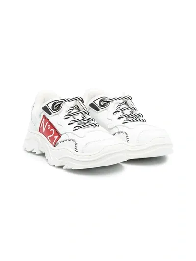 N°21 Kids' Side Logo-patch Sneakers In Black