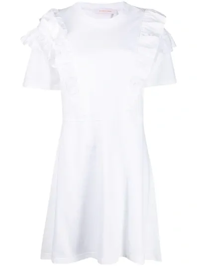 See By Chloé Jersey Short Dress With Ruffles In White