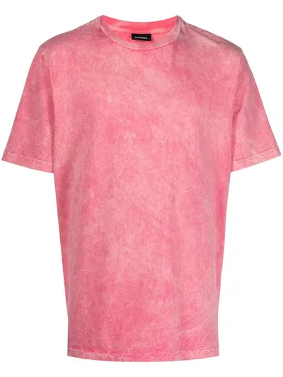 Diesel Marble Effect Cotton Jersey T-shirt In Pink