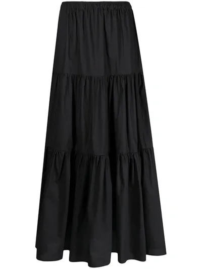 Semicouture Felicie Long Skirt With Flounces In Black