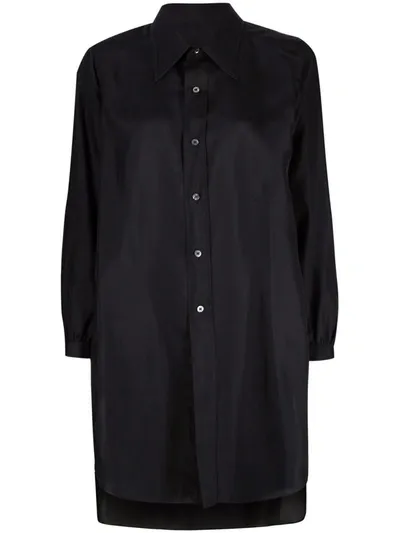 Maison Margiela Elongated Silk Shirt In Black